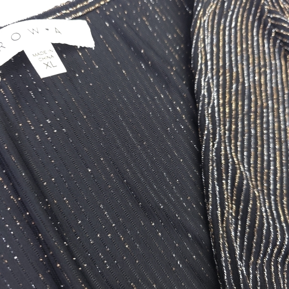 Row A Dark Brown Elegant Silver and Gold Shimmer Stripe Women's Dress Sz XL - Picture 3 of 10